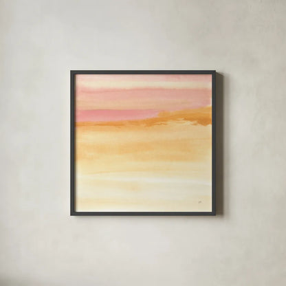 Turmeric and Sand II by Chris Paschke. Shown in a sleek black glass frame for a contemporary gallery look. Available as an archival giclee rolled canvas, fine art paper, or poster print. SKU 68154a.