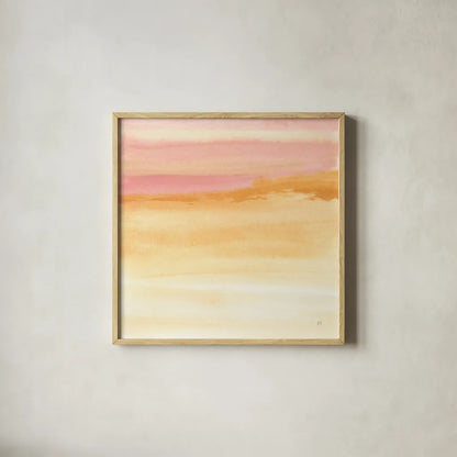 Turmeric and Sand II by Chris Paschke. Shown in a natural wood glass frame for a timeless modern aesthetic. Available as an archival giclee rolled canvas, fine art paper, or poster print. SKU 68154a.