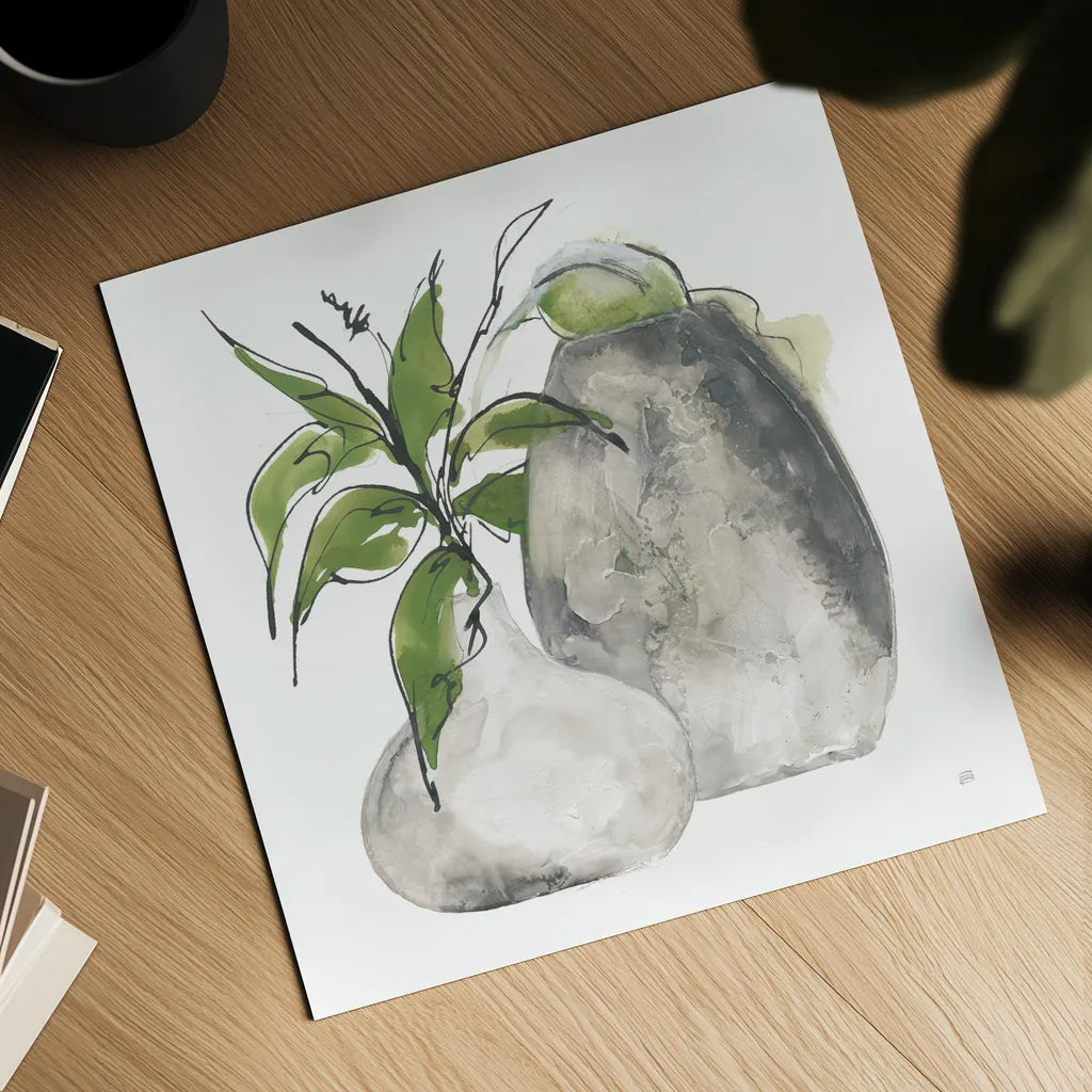 Two Vases I by Chris Paschke. Shown as a detailed flat fine art print, highlighting archival giclee quality. Available as an archival giclee rolled canvas, fine art paper, or poster print. SKU 75141a.