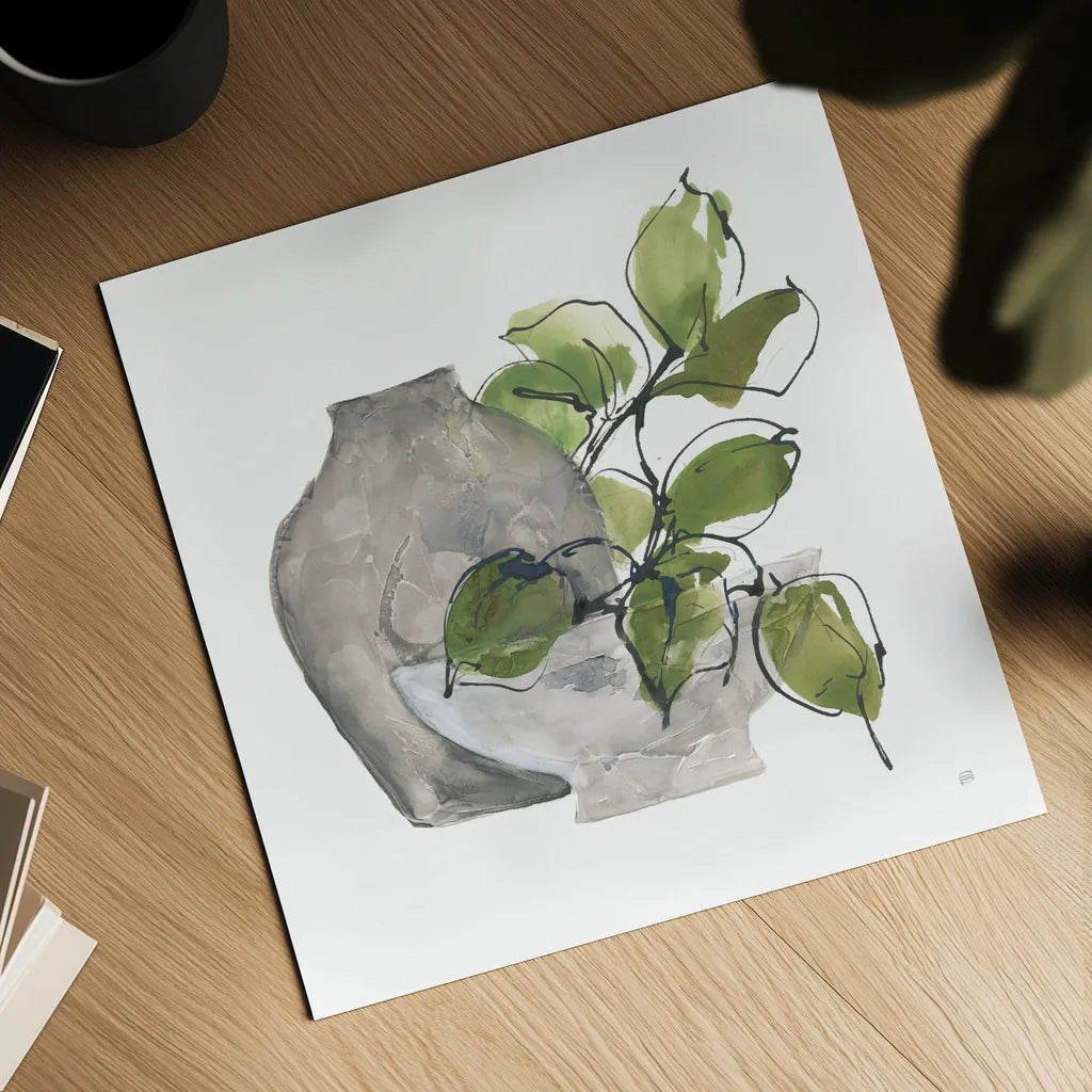 Two Vases II by Chris Paschke. Shown as a detailed flat fine art print, highlighting archival giclee quality. Available as an archival giclee rolled canvas, fine art paper, or poster print. SKU 75142a.