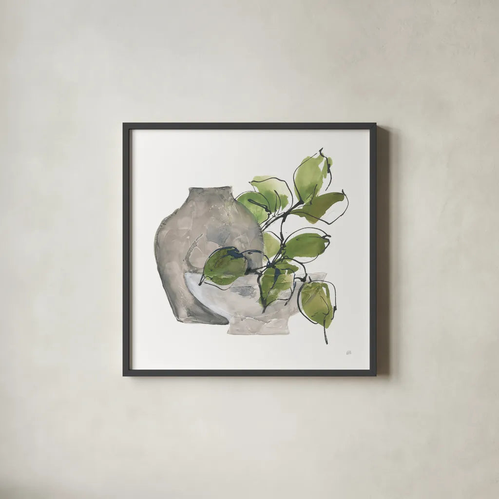 Two Vases II by Chris Paschke. Shown in a sleek black glass frame for a contemporary gallery look. Available as an archival giclee rolled canvas, fine art paper, or poster print. SKU 75142a.