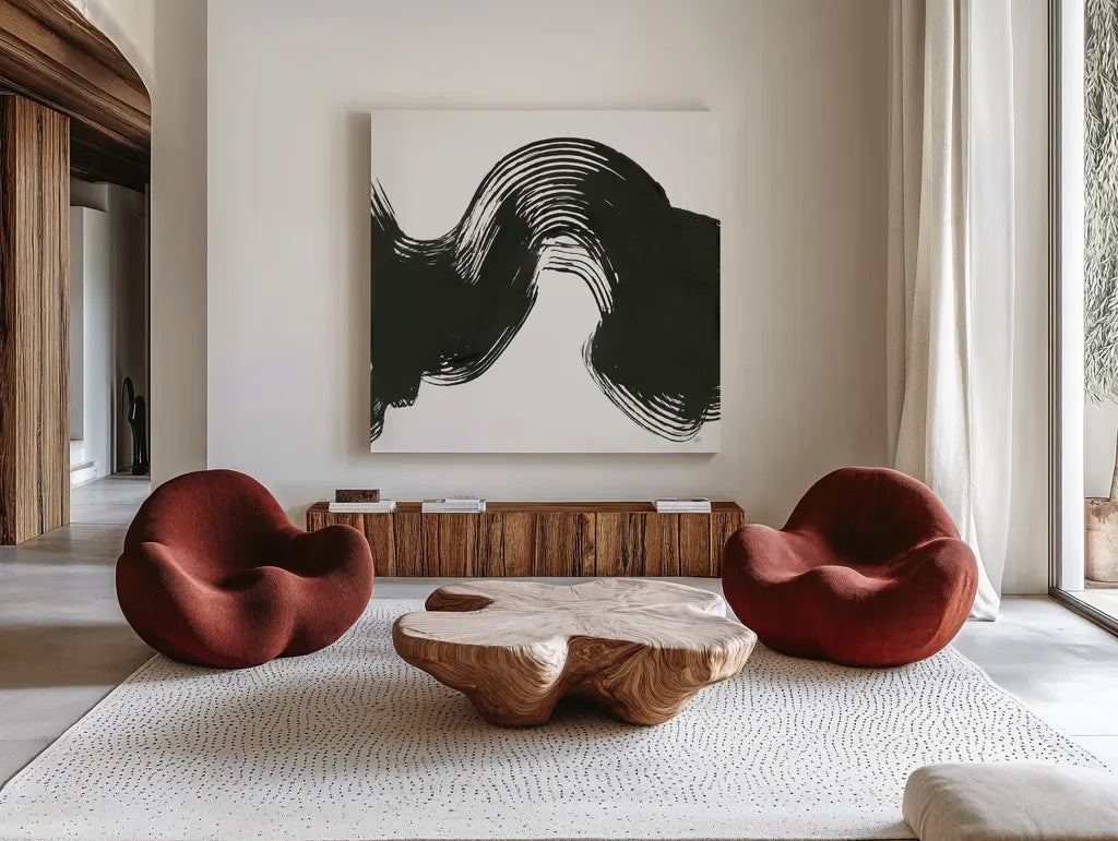 Unparalleled IV by Chris Paschke. Shown as extra-large giant wall art in a modern living room. Available as an archival giclee rolled canvas, fine art paper, or poster print. SKU 79942a.