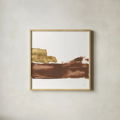 Urban Gold I by Chris Paschke. Shown in a natural wood glass frame for a timeless modern aesthetic. Available as an archival giclee rolled canvas, fine art paper, or poster print. SKU 86831a.