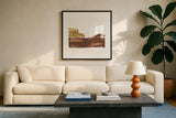 Urban Gold I by Chris Paschke. Displayed in a glass frame with matte in a clean modern living room. Available as an archival giclee rolled canvas, fine art paper, or poster print. SKU 86831a.