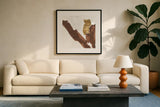 Urban Gold III by Chris Paschke. Displayed in a glass frame with matte in a clean modern living room. Available as an archival giclee rolled canvas, fine art paper, or poster print. SKU 86833a.