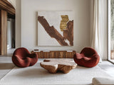 Urban Gold III by Chris Paschke. Shown as extra-large giant wall art in a modern living room. Available as an archival giclee rolled canvas, fine art paper, or poster print. SKU 86833a.