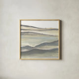 Valleyscape II by Chris Paschke. Shown in a natural wood glass frame for a timeless modern aesthetic. Available as an archival giclee rolled canvas, fine art paper, or poster print. SKU 67669a.