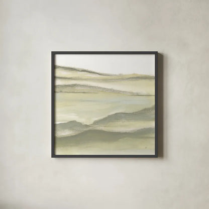 Valleyscape II Green by Chris Paschke. Shown in a sleek black glass frame for a contemporary gallery look. Available as an archival giclee rolled canvas, fine art paper, or poster print. SKU 73154a.