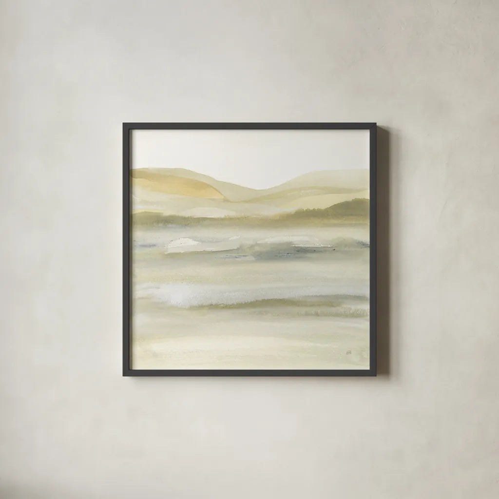 Valleyscape III by Chris Paschke. Shown in a sleek black glass frame for a contemporary gallery look. Available as an archival giclee rolled canvas, fine art paper, or poster print. SKU 67670a.