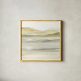 Valleyscape III by Chris Paschke. Shown in a natural wood glass frame for a timeless modern aesthetic. Available as an archival giclee rolled canvas, fine art paper, or poster print. SKU 67670a.