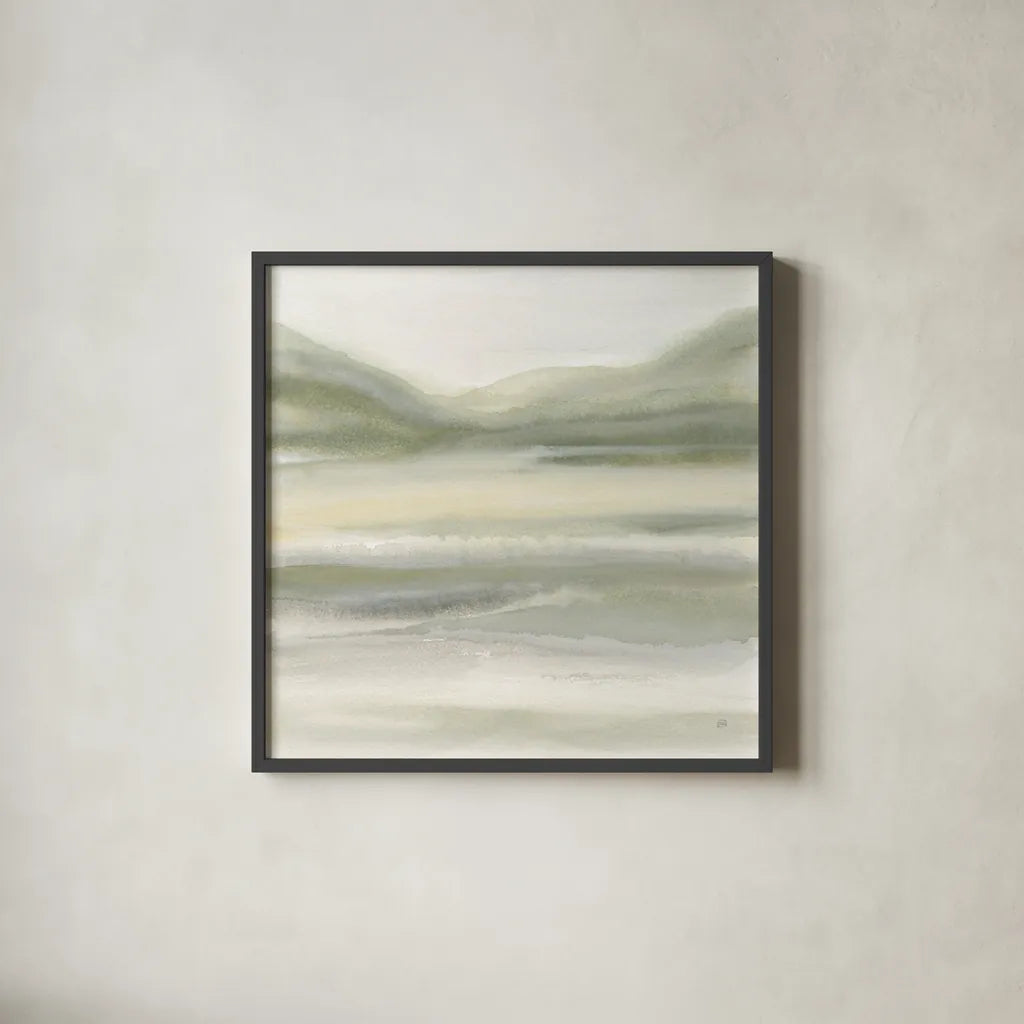 Valleyscape IV by Chris Paschke. Shown in a sleek black glass frame for a contemporary gallery look. Available as an archival giclee rolled canvas, fine art paper, or poster print. SKU 67671a.
