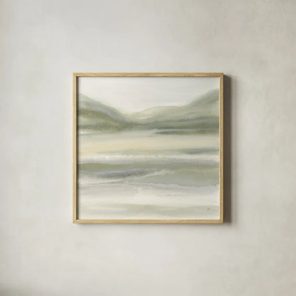 Valleyscape IV by Chris Paschke. Shown in a natural wood glass frame for a timeless modern aesthetic. Available as an archival giclee rolled canvas, fine art paper, or poster print. SKU 67671a.