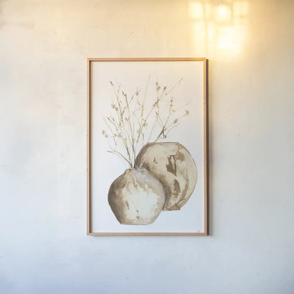 Vase Branch by Chris Paschke. shown as a paper print in a natural frame. Available as a archival giclee rolled canvas, fine art paper, or poster print. SKU 75449h.