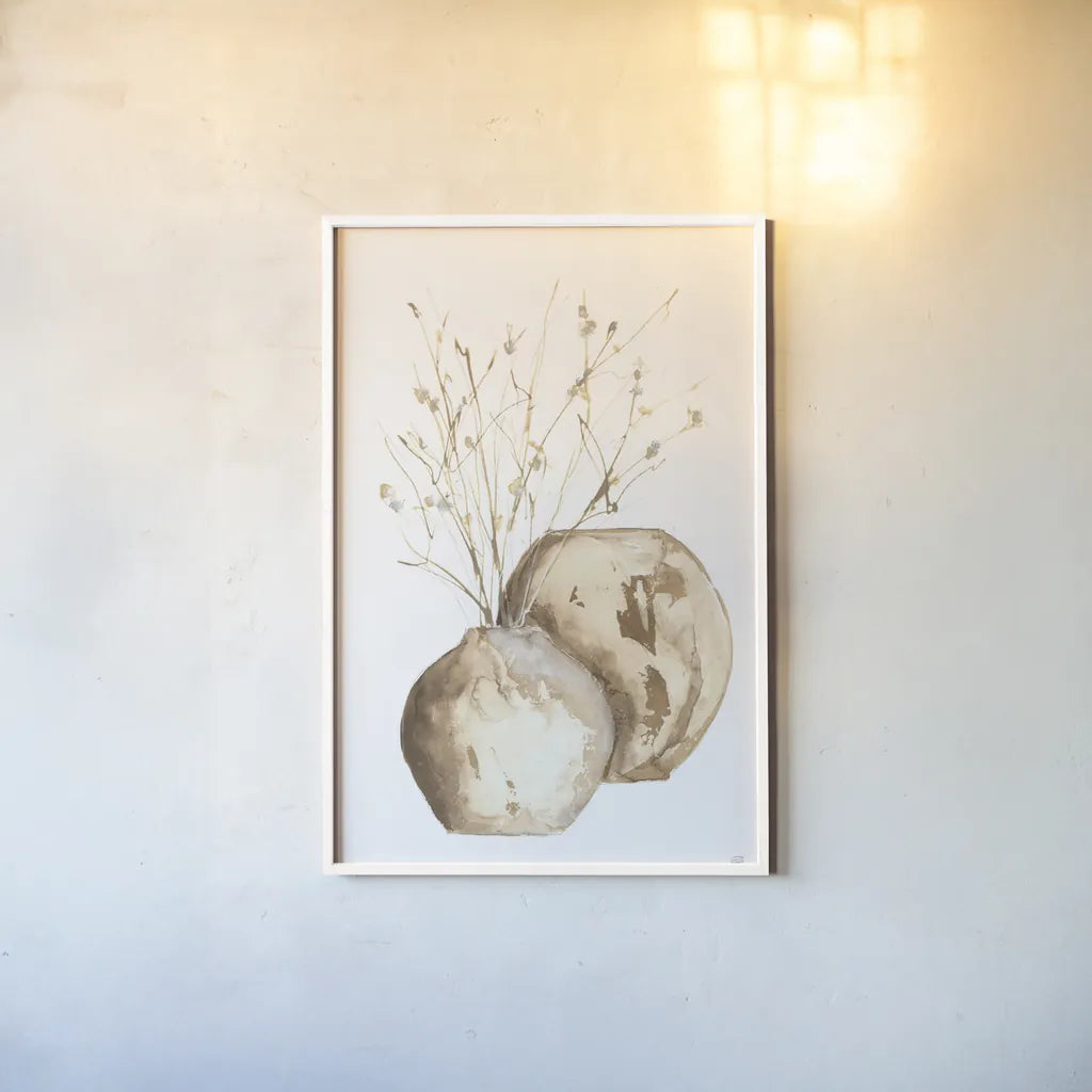 Vase Branch by Chris Paschke. shown as a paper print in a white frame. Available as a archival giclee rolled canvas, fine art paper, or poster print. SKU 75449h.