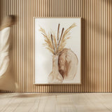 Vase Cattails by Chris Paschke. shown as over sized large wall art. Available as an archival giclee rolled canvas, fine art paper, or poster print. SKU 75451h.