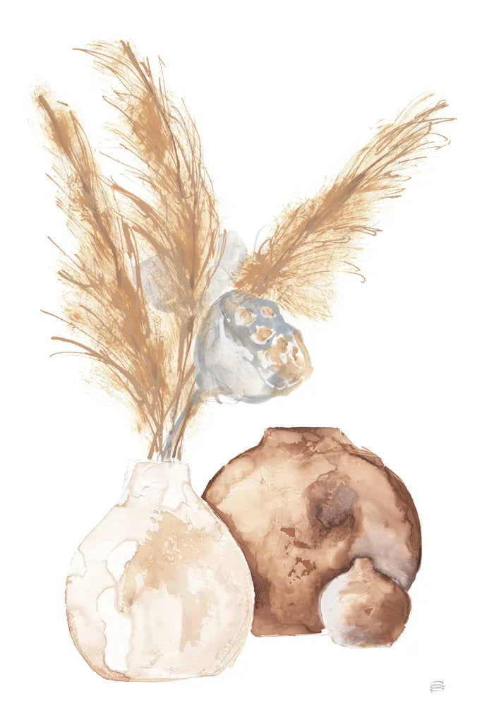 Vase Gray Lotus Pods by Chris Paschke. SKU 75455h. Archival Giclee Fine art print for wall decor.