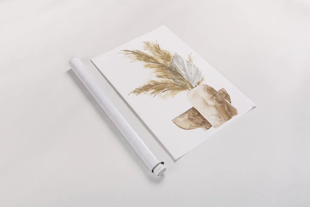 Vase Palm Leaf by Chris Paschke. shown as a rolled paper print. Available as archival giclee rolled canvas, fine art paper, or poster print. SKU 75452h.