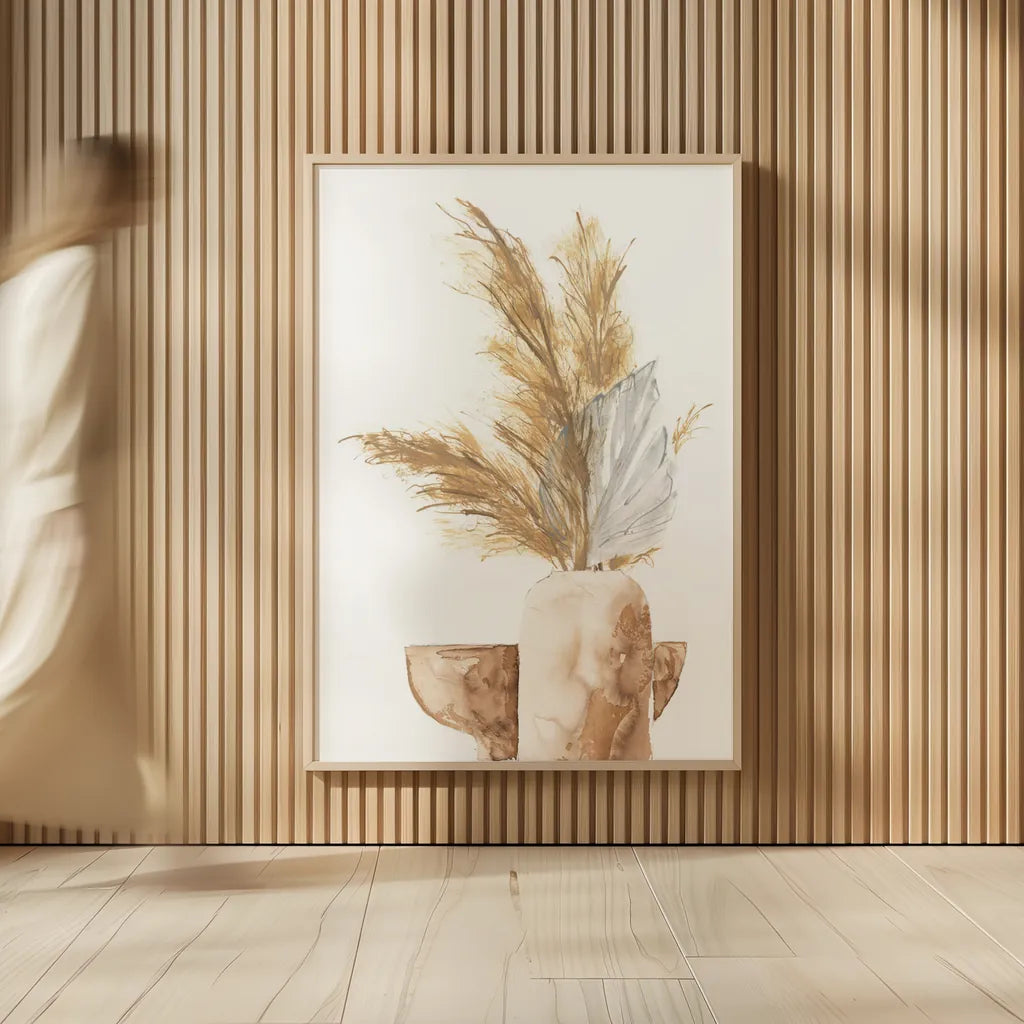 Vase Palm Leaf by Chris Paschke. shown as over sized large wall art. Available as an archival giclee rolled canvas, fine art paper, or poster print. SKU 75452h.