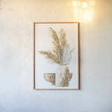 Vase Palm Leaf by Chris Paschke. shown as a paper print in a natural frame. Available as a archival giclee rolled canvas, fine art paper, or poster print. SKU 75452h.