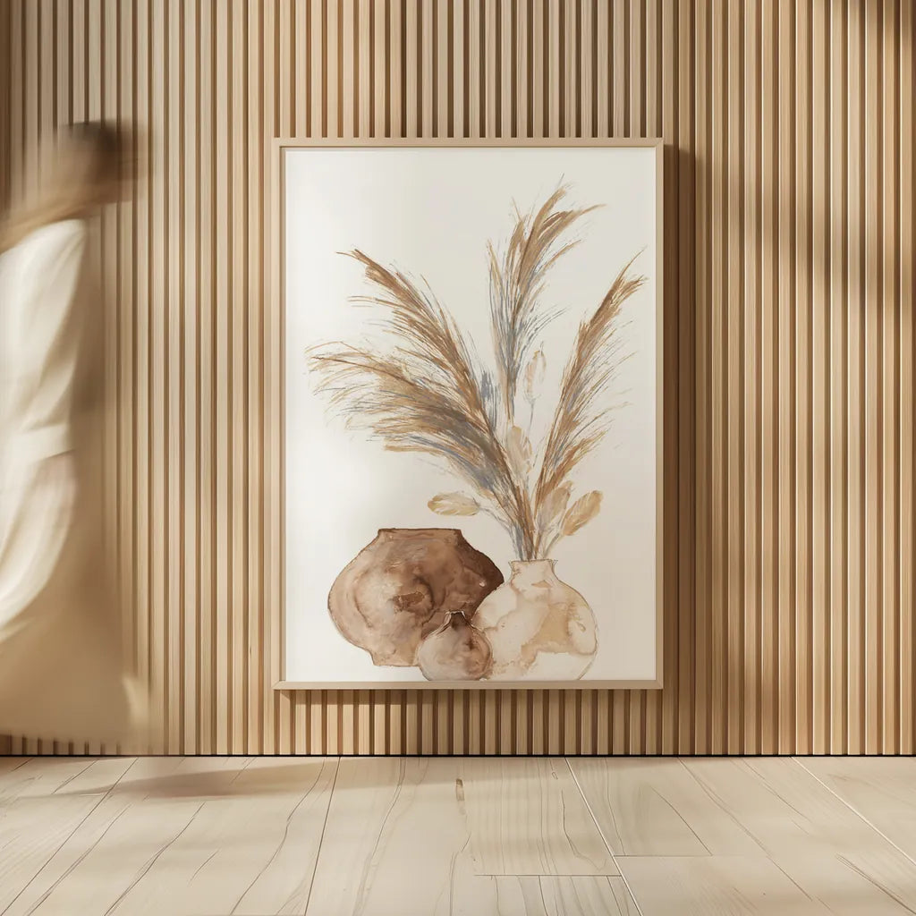 Vase Pampas by Chris Paschke. shown as over sized large wall art. Available as an archival giclee rolled canvas, fine art paper, or poster print. SKU 75456h.