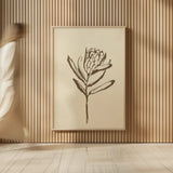 Vintage Line Protea I by Chris Paschke. shown as over sized large wall art. Available as an archival giclee rolled canvas, fine art paper, or poster print. SKU 78812h.