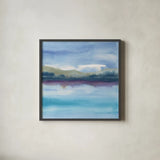 Violet Reflection I by Chris Paschke. Shown in a sleek black glass frame for a contemporary gallery look. Available as an archival giclee rolled canvas, fine art paper, or poster print. SKU 24084a.