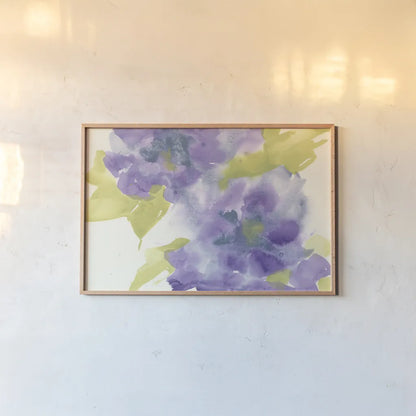 Violet and Gray II by Chris Paschke. shown as a paper print in a natural frame. Available as a archival giclee rolled canvas, fine art paper, or poster print. SKU 49052i.