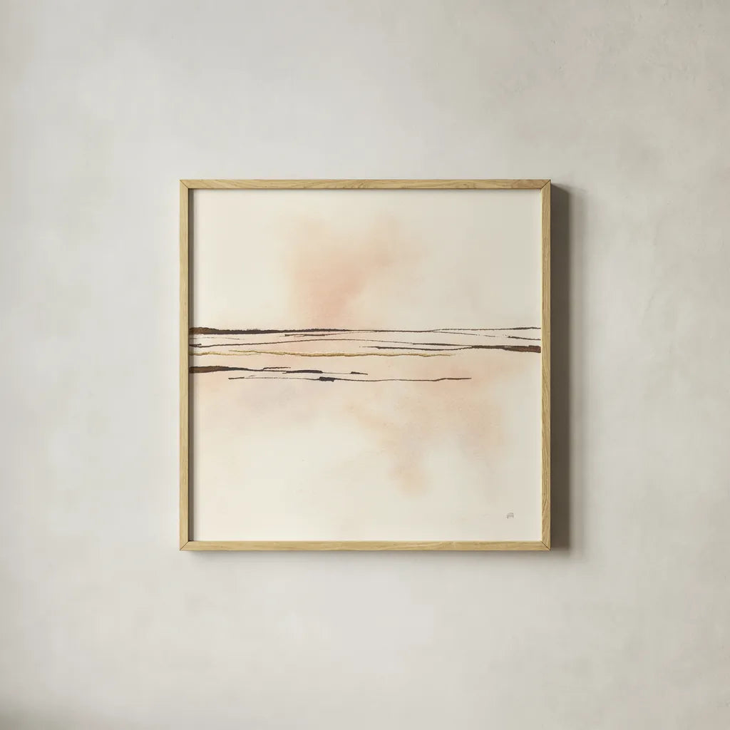 Walnut Minimal III by Chris Paschke. Shown in a natural wood glass frame for a timeless modern aesthetic. Available as an archival giclee rolled canvas, fine art paper, or poster print. SKU 86095a.