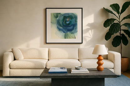 Wannabe Poppies I by Chris Paschke. Displayed in a glass frame with matte in a clean modern living room. Available as an archival giclee rolled canvas, fine art paper, or poster print. SKU 34715a.