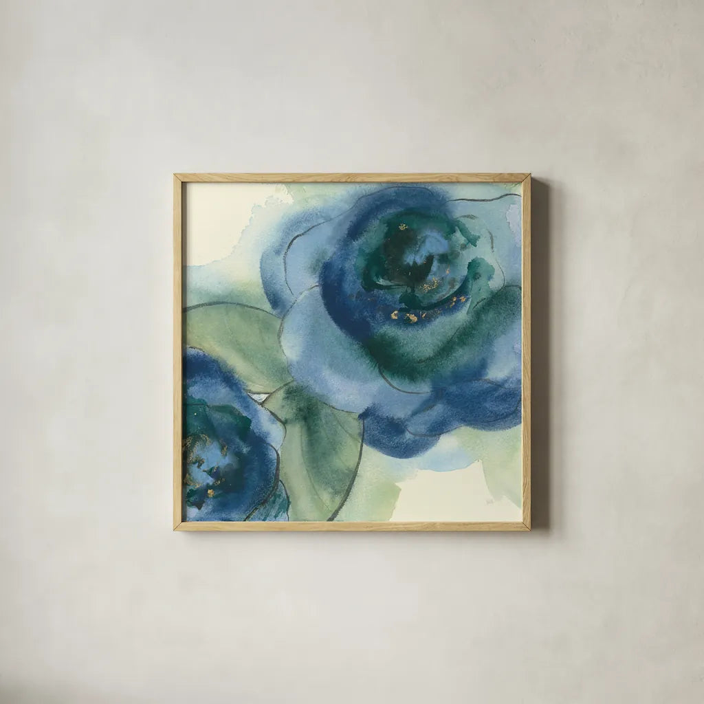 Wannabe Poppies II by Chris Paschke. Shown in a natural wood glass frame for a timeless modern aesthetic. Available as an archival giclee rolled canvas, fine art paper, or poster print. SKU 34716a.