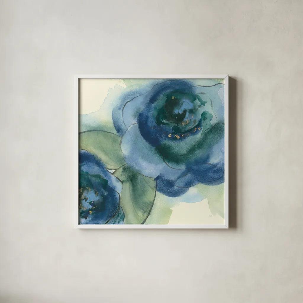 Wannabe Poppies II by Chris Paschke. Shown in a crisp white glass frame for a clean and minimalist style. Available as an archival giclee rolled canvas, fine art paper, or poster print. SKU 34716a.