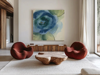 Wannabe Poppies III by Chris Paschke. Shown as extra-large giant wall art in a modern living room. Available as an archival giclee rolled canvas, fine art paper, or poster print. SKU 34717a.