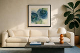 Wannabe Poppies IV by Chris Paschke. Displayed in a glass frame with matte in a clean modern living room. Available as an archival giclee rolled canvas, fine art paper, or poster print. SKU 34718a.