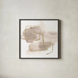 Warm Gray Gold I by Chris Paschke. Shown in a sleek black glass frame for a contemporary gallery look. Available as an archival giclee rolled canvas, fine art paper, or poster print. SKU 67686a.