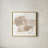 Warm Gray Gold I by Chris Paschke. Shown in a natural wood glass frame for a timeless modern aesthetic. Available as an archival giclee rolled canvas, fine art paper, or poster print. SKU 67686a.