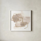Warm Gray Gold I by Chris Paschke. Shown in a crisp white glass frame for a clean and minimalist style. Available as an archival giclee rolled canvas, fine art paper, or poster print. SKU 67686a.