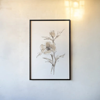 Wash Anemone I Neutral by Chris Paschke. shown as a paper print in a black flame. Available as a archival giclee rolled canvas, fine art paper, or poster print. SKU 77182h.