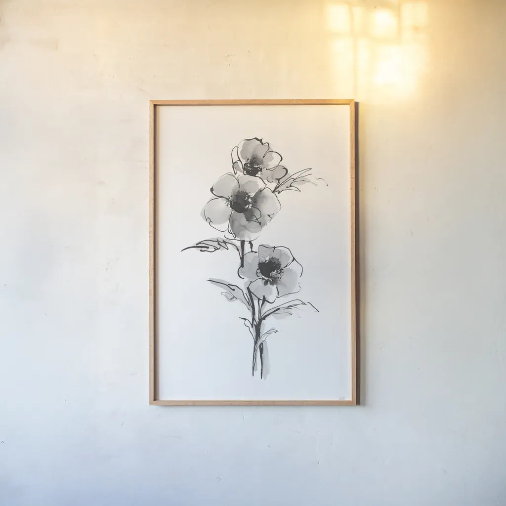 Wash Anemone II by Chris Paschke. shown as a paper print in a natural frame. Available as a archival giclee rolled canvas, fine art paper, or poster print. SKU 65445h.