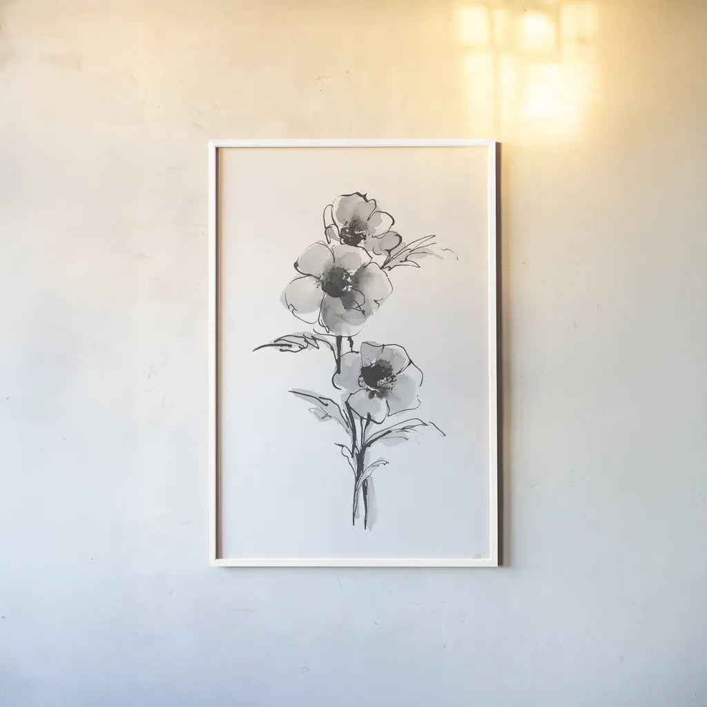 Wash Anemone II by Chris Paschke. shown as a paper print in a white frame. Available as a archival giclee rolled canvas, fine art paper, or poster print. SKU 65445h.