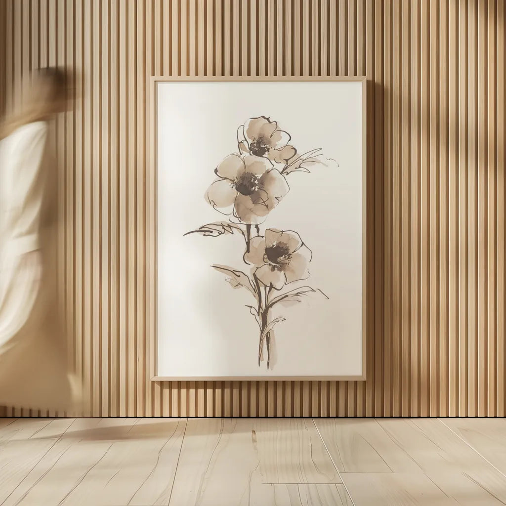 Wash Anemone II Neutral by Chris Paschke. shown as over sized large wall art. Available as an archival giclee rolled canvas, fine art paper, or poster print. SKU 77183h.