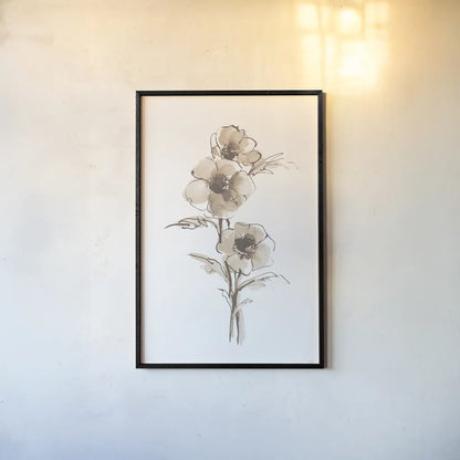 Wash Anemone II Neutral by Chris Paschke. shown as a paper print in a black flame. Available as a archival giclee rolled canvas, fine art paper, or poster print. SKU 77183h.