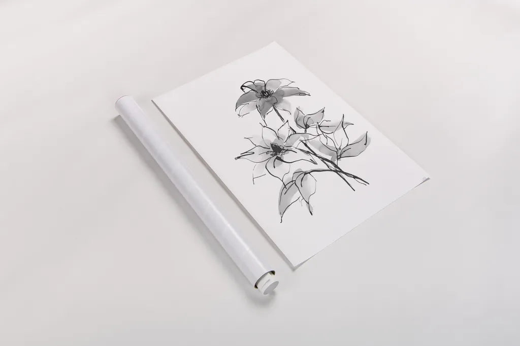 Wash Clematis by Chris Paschke. shown as a rolled paper print. Available as archival giclee rolled canvas, fine art paper, or poster print. SKU 65451h.