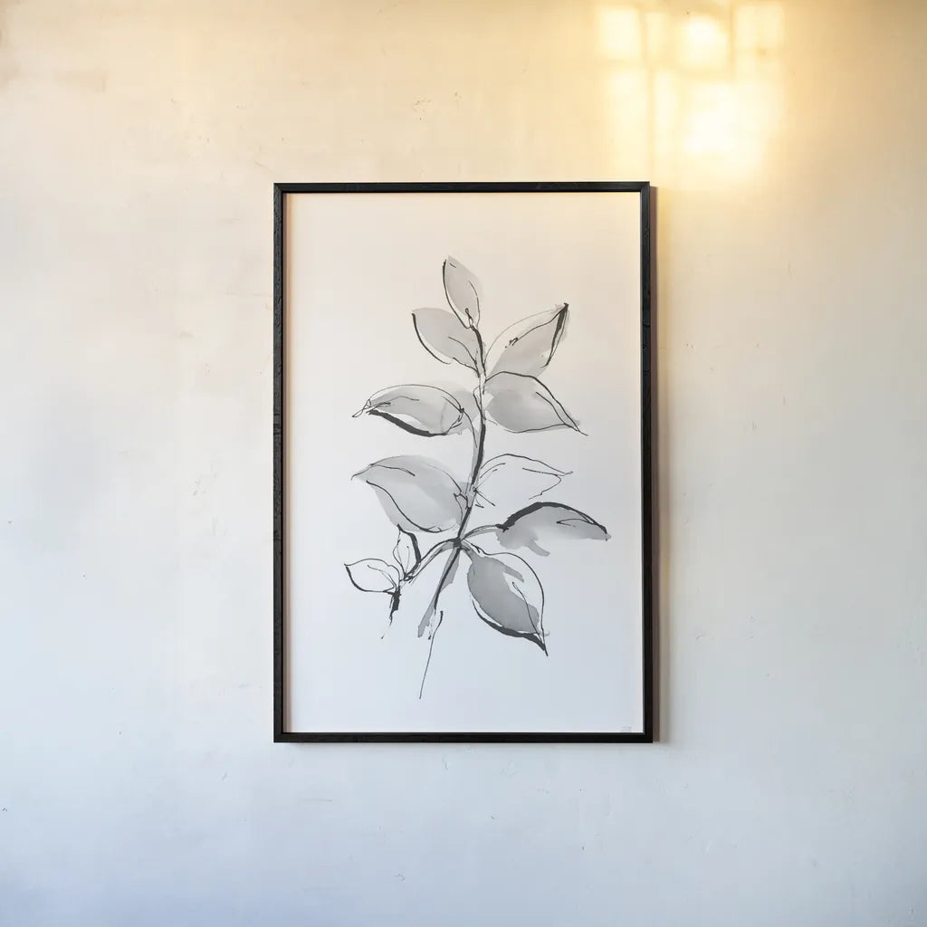 Wash Leaf I by Chris Paschke. shown as a paper print in a black flame. Available as a archival giclee rolled canvas, fine art paper, or poster print. SKU 65454h.