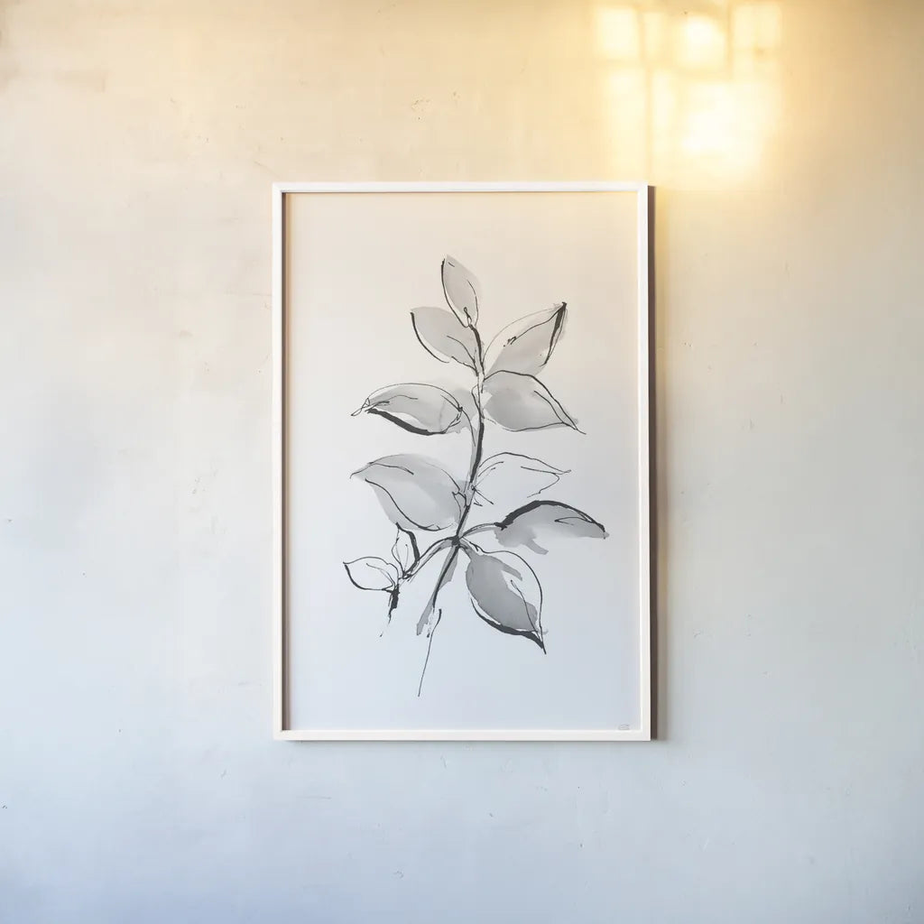 Wash Leaf I by Chris Paschke. shown as a paper print in a white frame. Available as a archival giclee rolled canvas, fine art paper, or poster print. SKU 65454h.