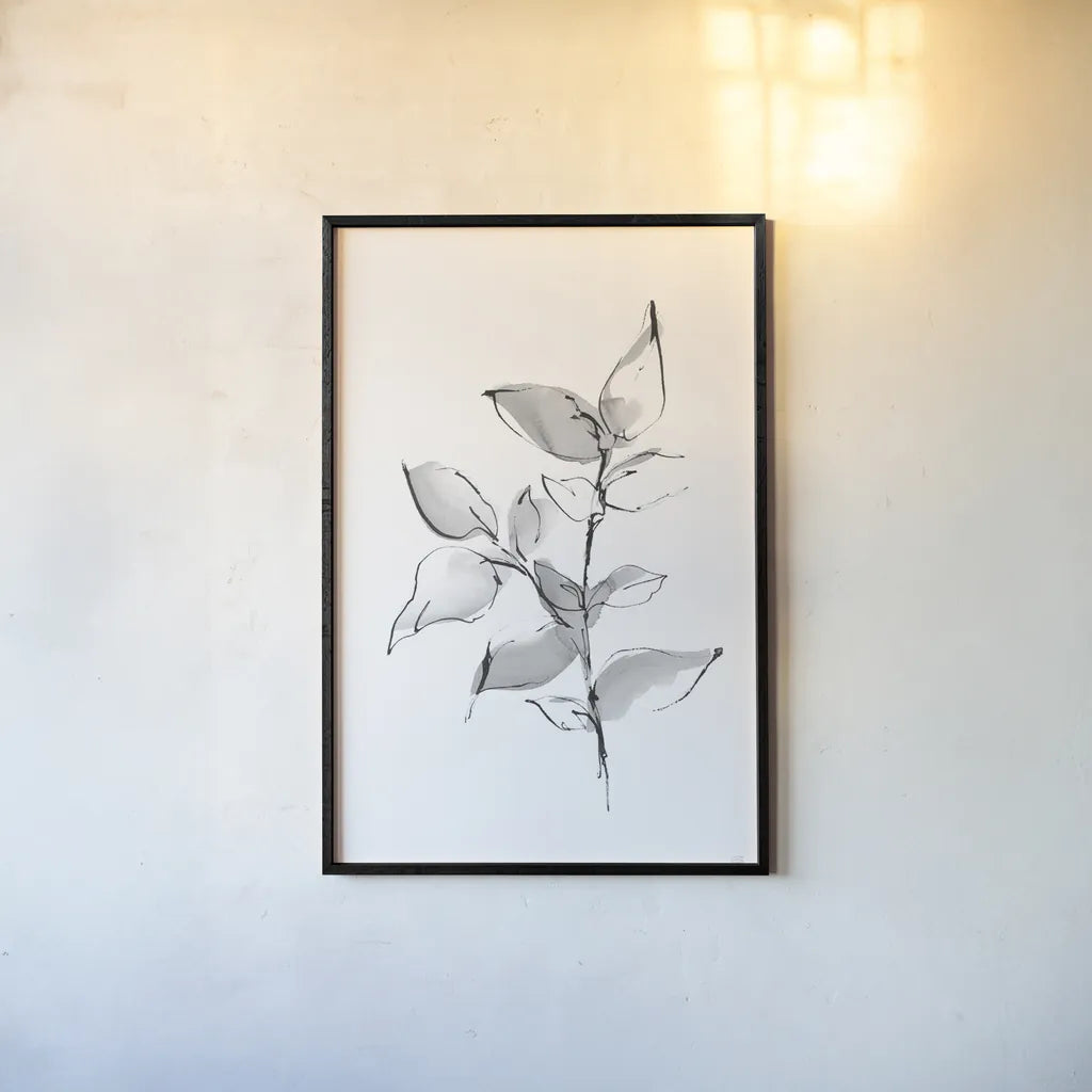 Wash Leaf II by Chris Paschke. shown as a paper print in a black flame. Available as a archival giclee rolled canvas, fine art paper, or poster print. SKU 65455h.