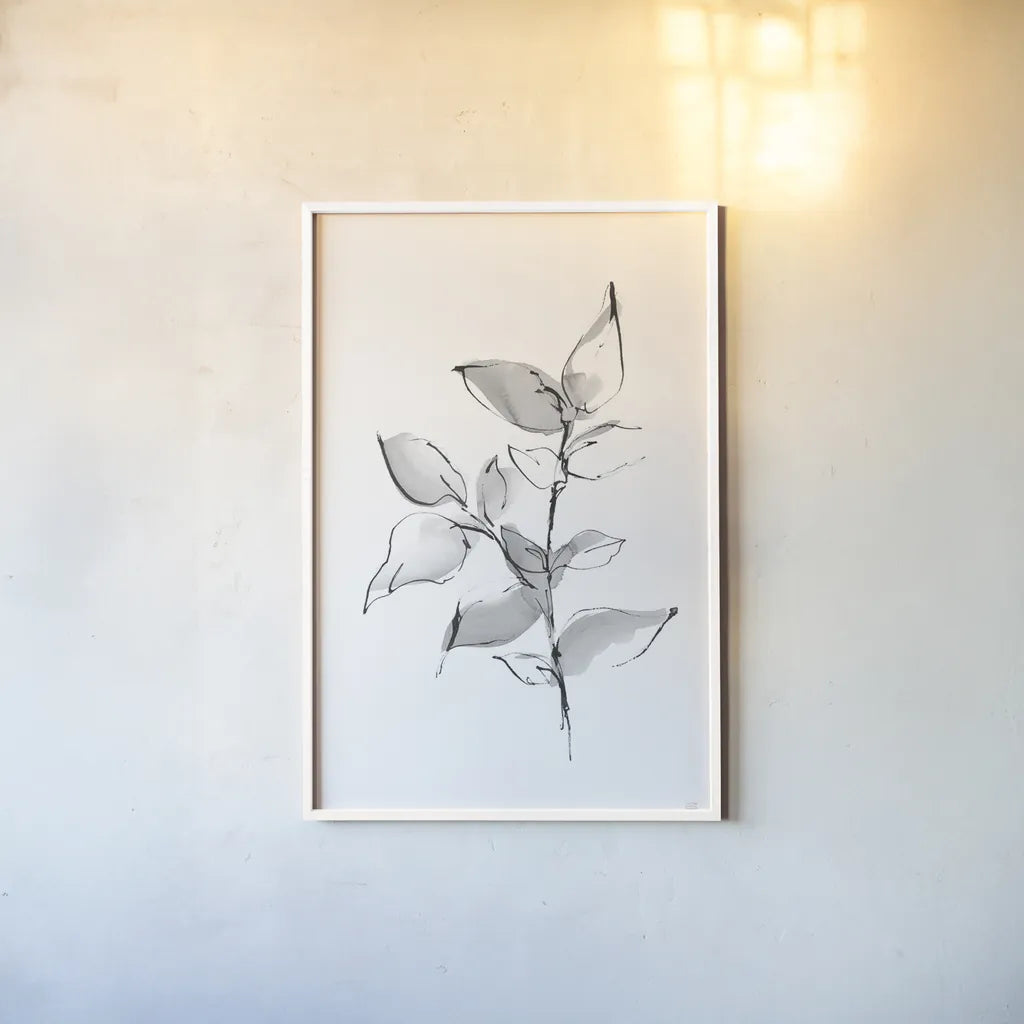 Wash Leaf II by Chris Paschke. shown as a paper print in a white frame. Available as a archival giclee rolled canvas, fine art paper, or poster print. SKU 65455h.