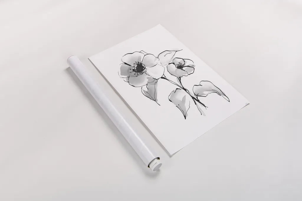 Wash Poppy I by Chris Paschke. shown as a rolled paper print. Available as archival giclee rolled canvas, fine art paper, or poster print. SKU 65448h.