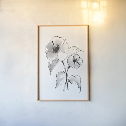 Wash Poppy I by Chris Paschke. shown as a paper print in a natural frame. Available as a archival giclee rolled canvas, fine art paper, or poster print. SKU 65448h.