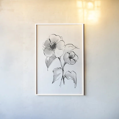 Wash Poppy I by Chris Paschke. shown as a paper print in a white frame. Available as a archival giclee rolled canvas, fine art paper, or poster print. SKU 65448h.