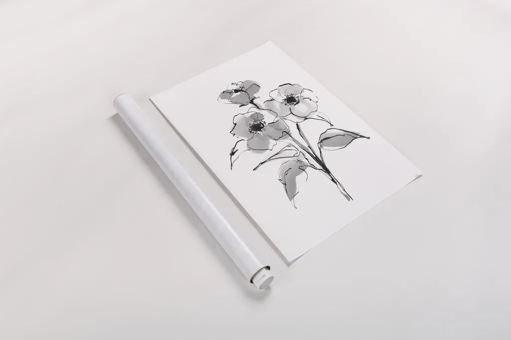 Wash Poppy II by Chris Paschke. shown as a rolled paper print. Available as archival giclee rolled canvas, fine art paper, or poster print. SKU 65449h.